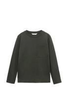 Mango Long-Sleeved T-Shirt With Pocket Khaki Green