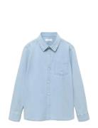Mango Cotton Denim Shirt Blå