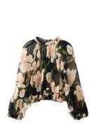 Mango Semi-Transparent Floral Blouse Svart