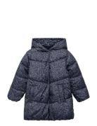 Mango Floral-Print Coat Marinblå