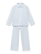 Mango Striped Cotton Long Pyjama Blå