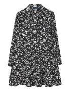 Lexington Clothing Printed Frill Tunic Dress Svart