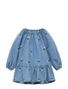 Mango Flower Embroidered Denim Dress Blå