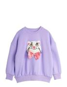 Mini Rodini Cat With Bowtie Chenille Sweatshirt Lila
