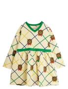 Mini Rodini Bear Check Aop Ls Dress Kräm