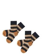 FUB 2-Pack Two-T Stripe Socks Marinblå