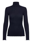 Rosemunde Rwbeatha Silk Ls Rollneck T-Shirt Marinblå