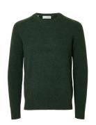 Selected Slhrai Ls Knit Crew Neck Noos Khaki Green
