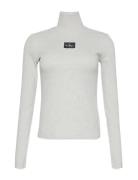 Calvin Klein Jeans Ls Woven Label 2X2 Baby Rib Turt Grå