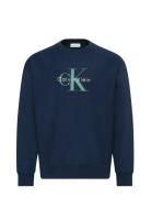 Calvin Klein Jeans Ls Premium Terry Monologo Cn Swt Marinblå