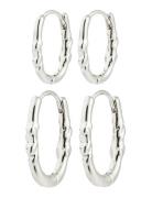 Pilgrim Sense Hoop Earrings, 2-In-1 Set, Silver-Plated Silver