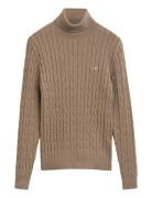 GANT Stretch Cotton Cable Turtleneck Beige