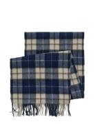 GANT Wool Checked Scarf Blå