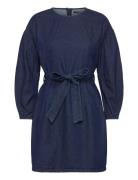 French Connection Leighton Denim Banana Slv Dres Marinblå