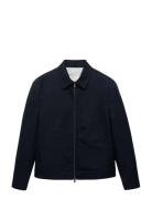 Mango Zipper Cotton Jacket Marinblå
