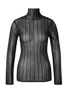 Malina Zelie Sheer Knitted Turtleneck Top Svart