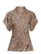 Malina Otilia Draped Half Polo Top Brun