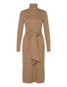 Lauren Ralph Lauren Tie-Front Turtleneck Dress Beige