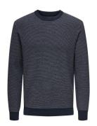 ONLY & SONS Onsmorgan 12 Structure Crew Knit Noos Marinblå