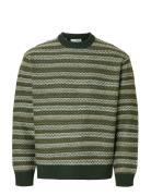 Selected Slhrevy Ls Knit Relaxed Jac Crew Neck Khaki Green