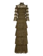 Malina Carmine Long Sleeve Lace Maxi Dress Khaki Green