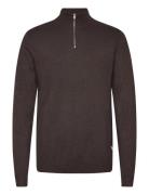 Lindbergh Half Zip Mélange Knit Brun