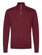 Lindbergh Ecovero Half Zip L/S Knit Burgundy
