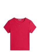 Tommy Jeans Tjw Slim Essential Rib Ss Ext Röd