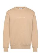 Lindbergh O-Neck Brand Carrier Sweatshirt Beige