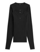 Tommy Jeans Tjw 2Pack Slim Essential Rib Ls Svart