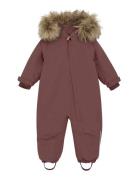 En Fant Baby Snowsuit W. Fake Fur Röd