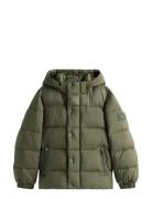 Tommy Hilfiger Matt And Shine Embossed Jacket Khaki Green