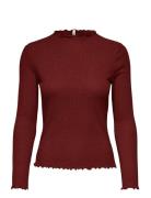ONLY Onlemma Life Ls Glitter Top Jrs Noos Burgundy