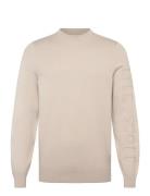 Lyle & Scott Mesh Logo Crew Neck Jumper Beige