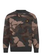 Lyle & Scott Brushed Camouflage Crew Neck Jumper Khaki Green