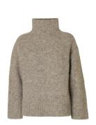 Selected Slfgabriella Ls Knit High Neck Noos Grå
