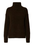 Selected Slfgabriella Ls Knit High Neck Noos Brun