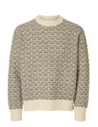Selected Slhkeith Ls Knit Relaxed Crew Neck Kräm