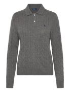 Polo Ralph Lauren Cable-Knit Wool-Cashmere Polo Sweater Grå