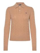 Polo Ralph Lauren Cable-Knit Wool-Cashmere Polo Sweater Beige