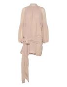 ROTATE Birger Christensen Chiffon Strap Tie Dress Beige