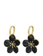 Bud To Rose Calista Enamel Earring Black/Gold Svart