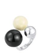 Bud To Rose Brea Enamel Ring Ivory/Black/Gold Silver