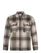 Lindbergh Wool Touch Check Overshirt Brun