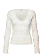 Bubbleroom V-Neck Lace Top Vit
