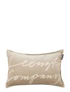 Lexington Home Logo Organic Cotton Velvet 60X40 Pillow Beige