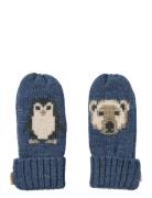 Wheat Jacquard Mittens Towsi Blå