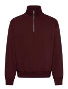 Weekday Loose Half Zip Sweatshirt Burgundy