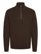 Lindbergh Half Zip Rib Knit Brun