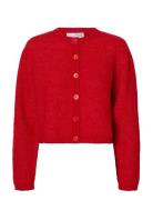 Selected Slfsia Ras Ls Knit Cropped Cardigan Röd
